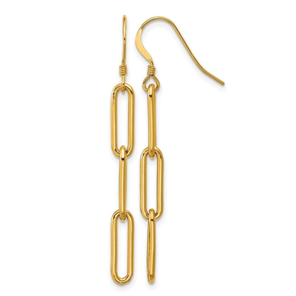 1/20 14K Gold Filled Paperclip Link Ear Wire Dangle Earrings, 4 x 49mm